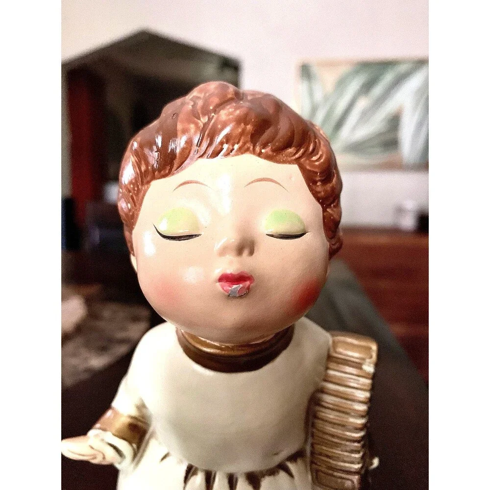 MCM Christmas Kissing Angel Set 2 Papier Mache Choir Children Japan Vintage 9.5